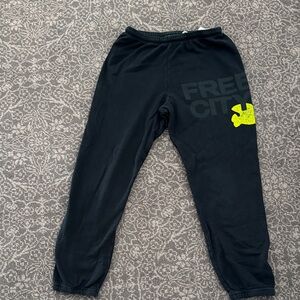 freecity Black Sweatpants with Bright Yellow Accent